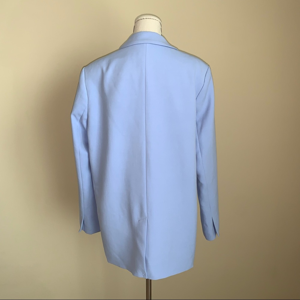 NWT Zara Oversize Straight Cut Blue Blazer Pockets Medium - Picture 13 of 16